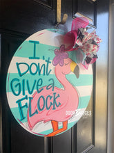 Load image into Gallery viewer, Flamingo Flock door hanger - Summer door decor - hand painted personalized door hanger - DoorBadges