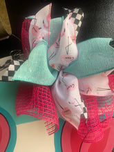 Load image into Gallery viewer, Flamingo Summer Door Hanger - Summer Door Decor - hand painted personalized door hanger - DoorBadges