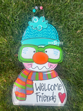 Load image into Gallery viewer, Snowman with Glasses Winter Door Hanger - Winter Door Decoration - DoorBadges