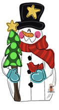 Load image into Gallery viewer, Snowman with Tree Door Hanger - Winter Door Decoration - DoorBadges