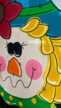 Load image into Gallery viewer, Fall Scarecrow with Fence Door Hanger - DoorBadges