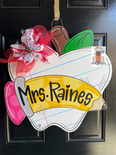 Load image into Gallery viewer, School Apple with Pencil Door Hanger - Teacher - teacher gift - DoorBadges
