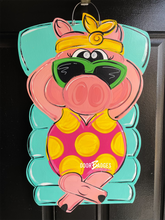 Load image into Gallery viewer, Summer Pig on a Float Door Hanger - DoorBadges