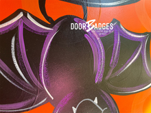 Load image into Gallery viewer, Halloween Bat and Spider Door Hanger- Witch Door Decor-Spooky-Fall-Wreath-wood cut out-hand painted door hanger - DoorBadges
