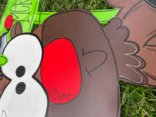 Load image into Gallery viewer, Goofy Reindeer with sign Door Hanger - Winter Door Decoration - DoorBadges