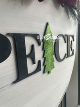 Load image into Gallery viewer, Christmas Peace Round door hanger, Winter Christmas Snow hand painted door hanger - DoorBadges