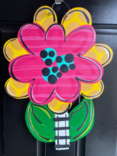 Load image into Gallery viewer, Double Flower Doorhanger - Summer door decor wooden hand painted doorhanger - DoorBadges
