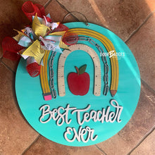 Load image into Gallery viewer, Teacher Rainbow Door Hanger - teacher gift - DoorBadges