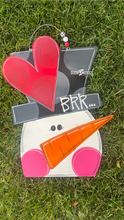 Load image into Gallery viewer, Christmas Snowman with Heart Door Hanger - Snowman Gift -  Holiday Winter Door Decor - DoorBadges
