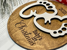 Load image into Gallery viewer, Christmas Ornament - Baby’s First Christmas Wooden Ornament - DoorBadges