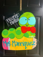 Load image into Gallery viewer, Bookworm with Pencil Door Hanger - Teacher - teacher gift - DoorBadges
