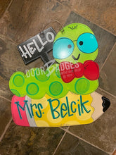 Load image into Gallery viewer, Bookworm with Pencil Door Hanger - Teacher - teacher gift - DoorBadges