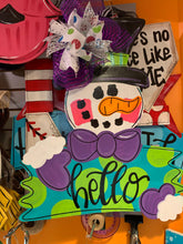 Load image into Gallery viewer, Sale Item: Snowman with sign Doorhanger - DoorBadges