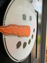 Load image into Gallery viewer, Snowman Face Christmas door hanger, Winter Christmas Snow wood cut out hand painted door hanger - DoorBadges