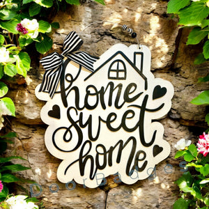 Home Sweet Home Door Hanger  -  hand painted personalized door hanger