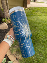 Load image into Gallery viewer, 40oz Stanley Dupe Tumblers Full Daisy Wrap Engrave with handle and straw

