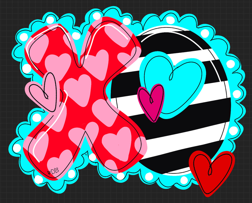 Valentine XO Heart door hanger