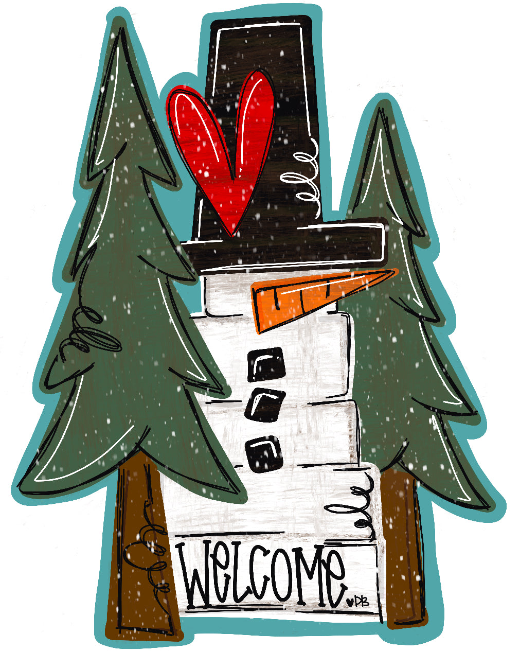Winter Block Snowman door hanger