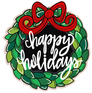 Christmas door hanger, Happy Holidays Wreath Winter Christmas Snow door hanger