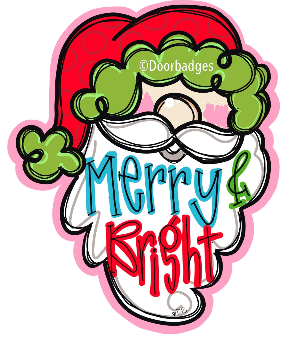 Santa Merry Christmas door hanger, Winter Christmas Snow door hanger