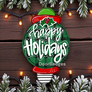 Christmas door hanger, Happy Holidays Ornament Winter Christmas Snow door hanger