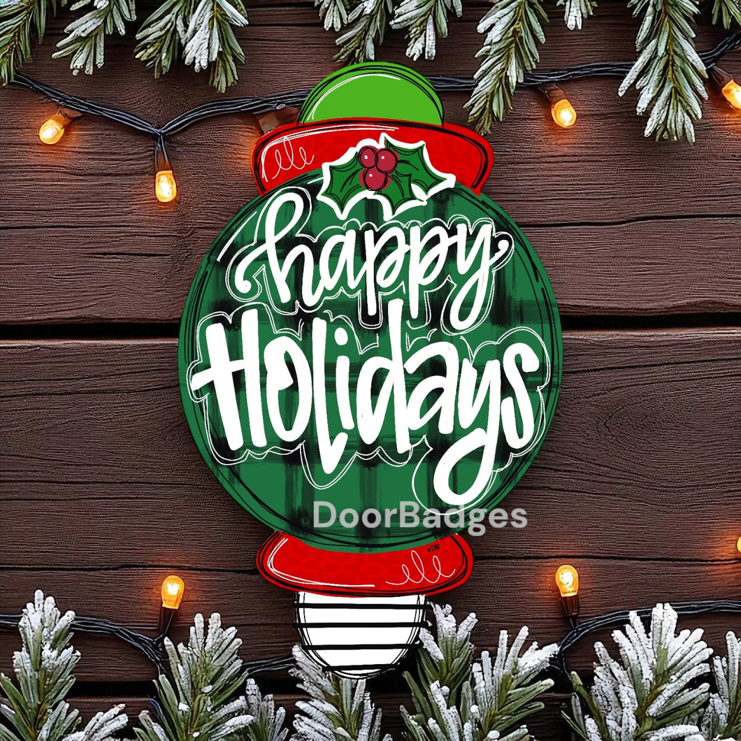 Christmas door hanger, Happy Holidays Ornament Winter Christmas Snow door hanger