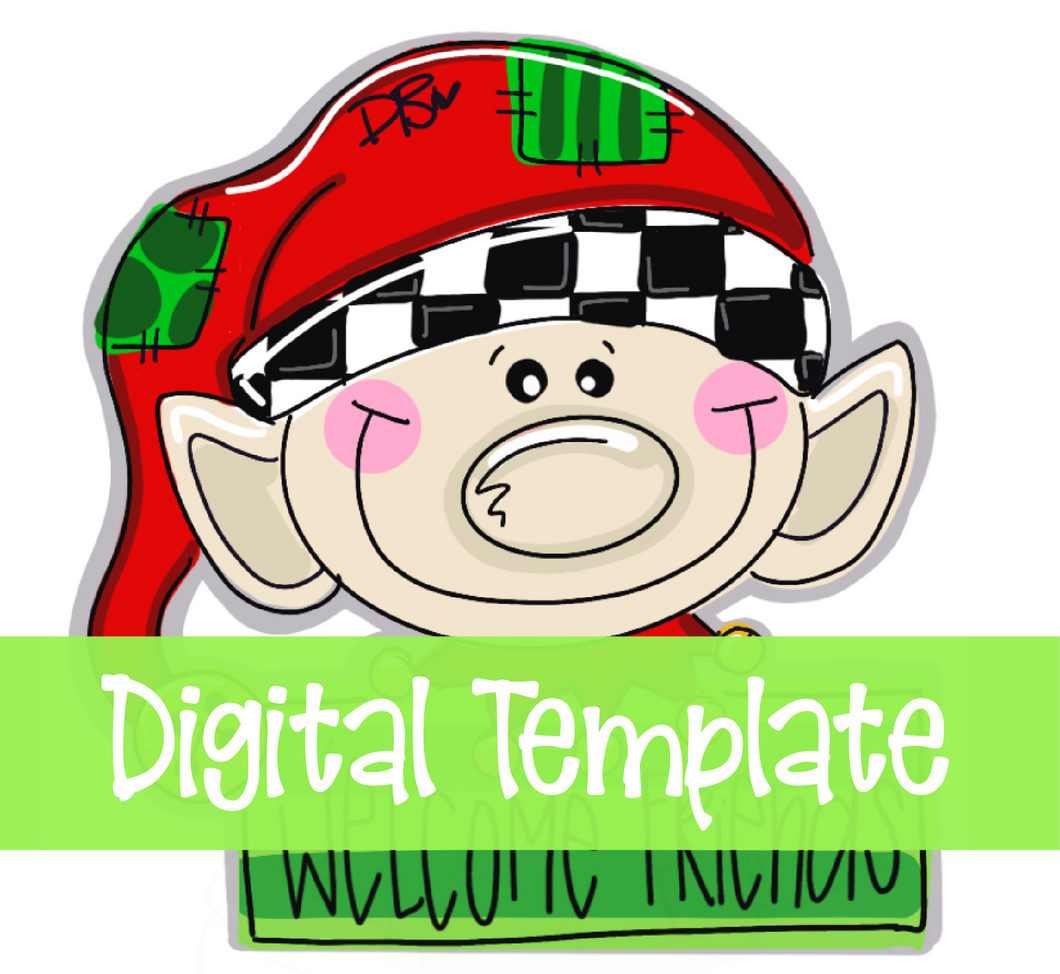 TEMPLATE: Elf Welcome Door Hanger Download Template - Printable Template