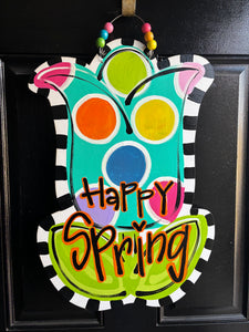 Colorful Spring Tulip Door Hanger