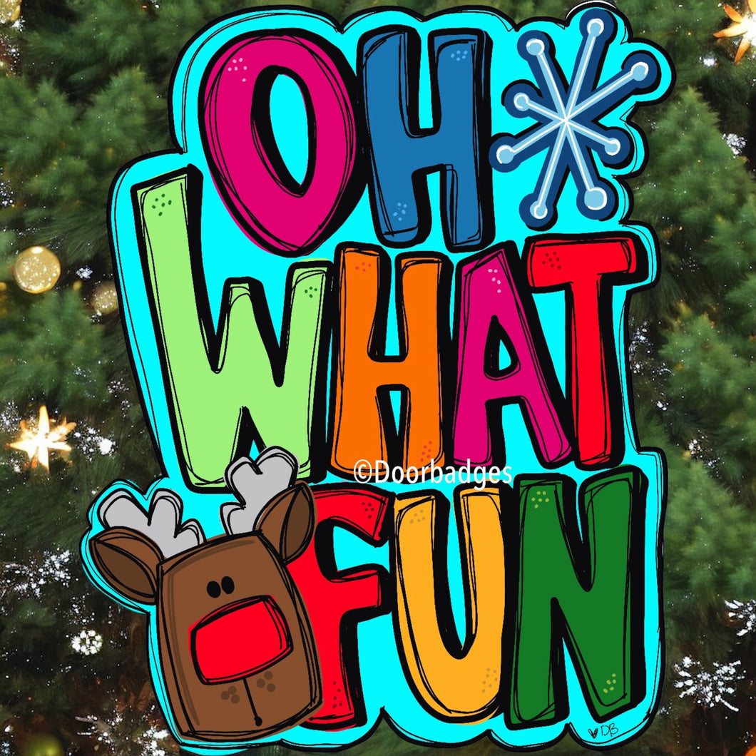 Christmas door hanger, Oh What Fun Winter Christmas Snow door hanger