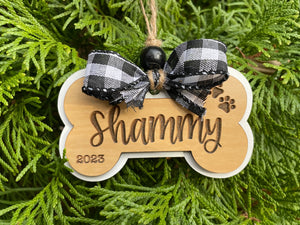 Christmas Ornament - Dog Bone Personalized Wooden Ornament