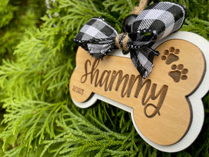 Christmas Ornament - Dog Bone Personalized Wooden Ornament