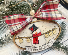 Load image into Gallery viewer, Family Snowman Christmas Ornament - Wooden Ornament - Bennington Youth Football
