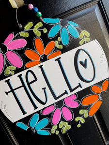 Hi. Hey. Hello. Home Doorhanger - 3D Welcome door decor - wooden hand painted doorhanger