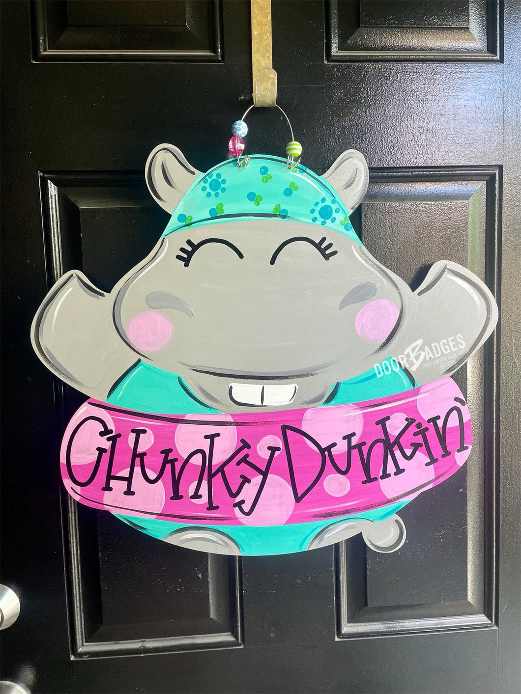Summer Hippo Door Hanger - Chunky Dunkin Pool Door Hanger