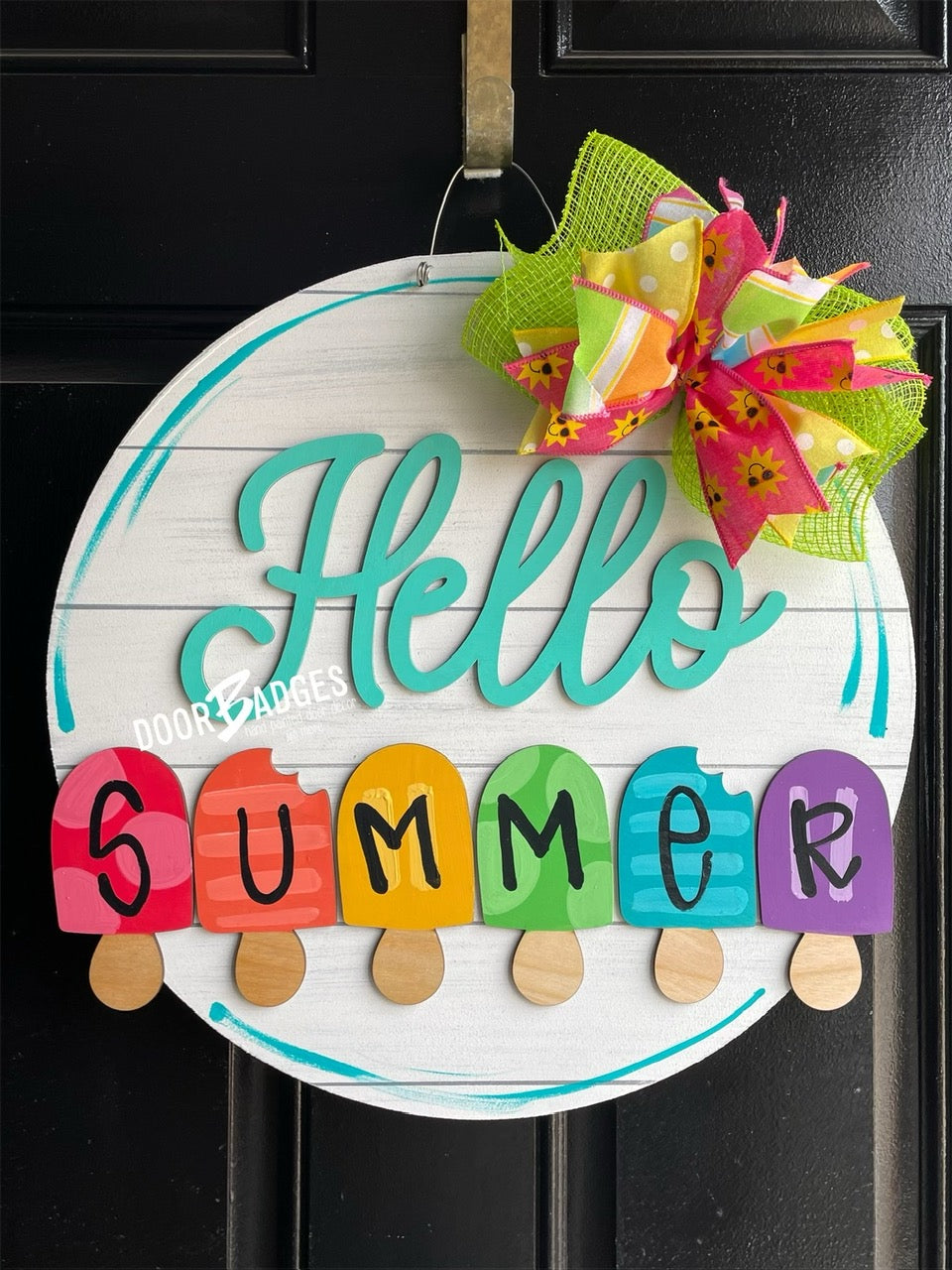 Hi. Hey. Hello. Home Doorhanger - 3D Welcome door decor - wooden hand painted doorhanger