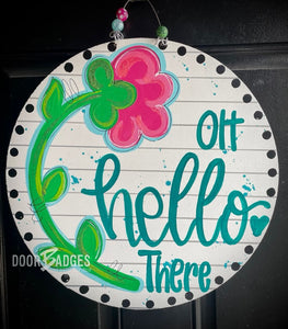 Hi. Hey. Hello. Home Doorhanger - 3D Welcome door decor - wooden hand painted doorhanger