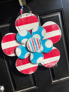 Fourth of July Flower door hanger, 3D spring flower