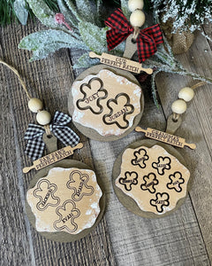 Christmas Family Gingerbread Ornament - Cookie Wooden Ornament - DoorBadges