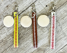 Load image into Gallery viewer, Sporty Leather Keychain with Engraved Charm
