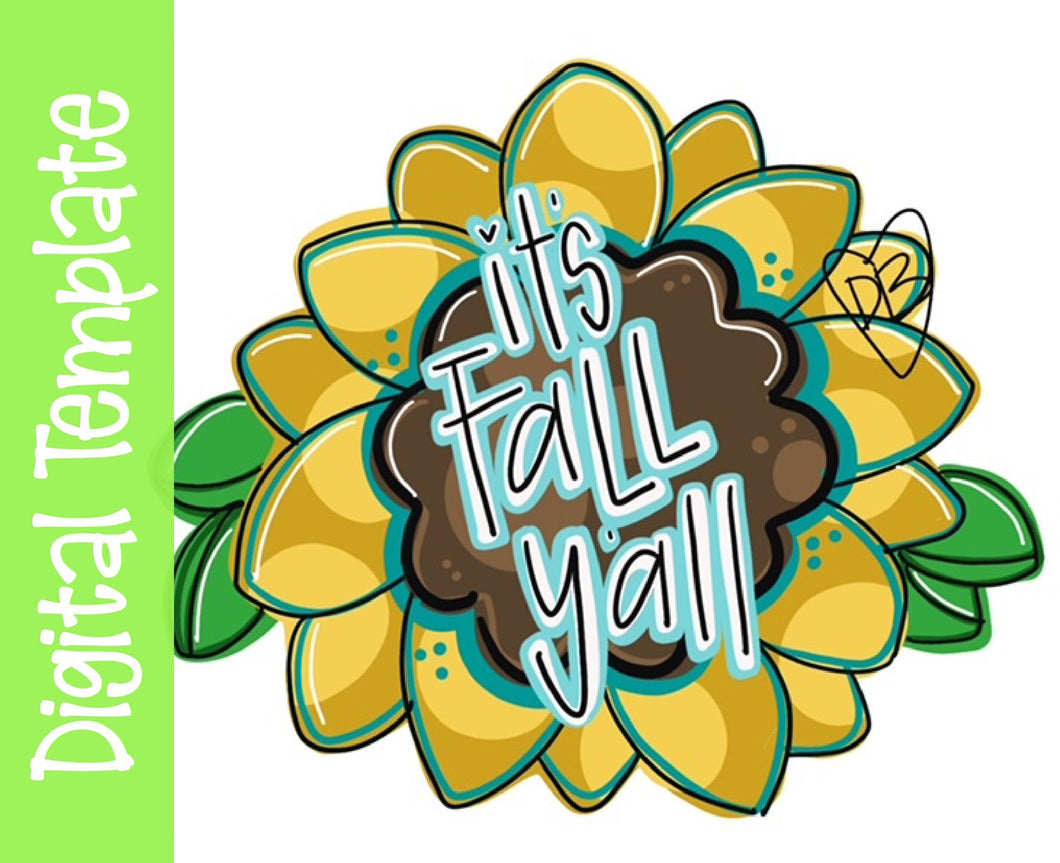 TEMPLATE:  Fall Sunflower Door Hanger Download Template - Printable Template - DoorBadges
