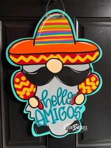 Sale - Cinco de Mayo Gnome Door Hanger - DoorBadges