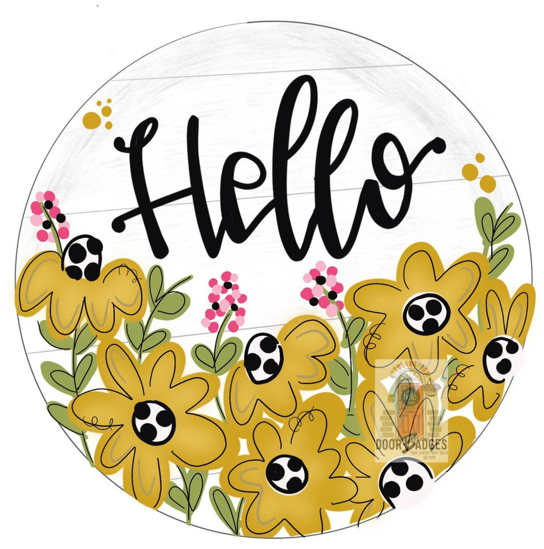 TEMPLATE: Hello Daisy Door Hanger Download Template - Printable Template - DoorBadges