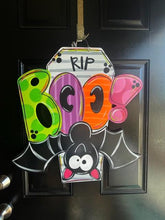 Load image into Gallery viewer, Boo and Bat Halloween Door Hanger - Fall Door Decor - DoorBadges
