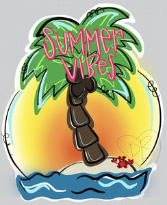 TEMPLATE: Summer Island Palm Tree Door Hanger Downloadable Digital Template - DoorBadges