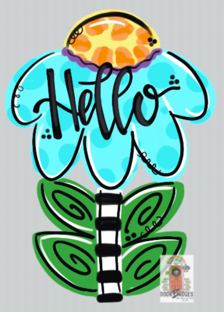 TEMPLATE: Hello Flower Door Hanger Download Template - Printable Template - DoorBadges