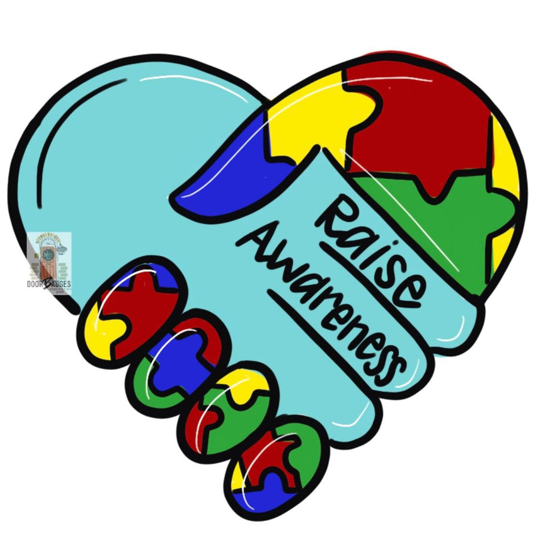TEMPLATE: Autism Awareness Heart Door Hanger Downloadable Digital Template - DoorBadges