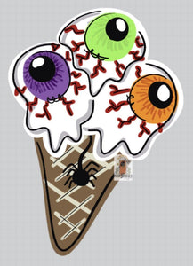 TEMPLATE: Halloween Eye Ball Ice Cream Cone Door Hanger Download Template - Printable Template - DoorBadges