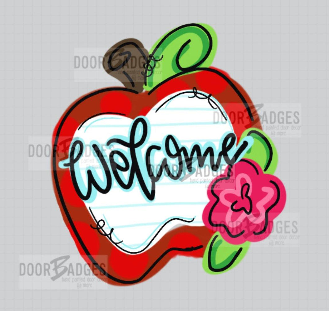 Apple with Notepaper Door Hanger - Teacher - teacher gift - DoorBadges