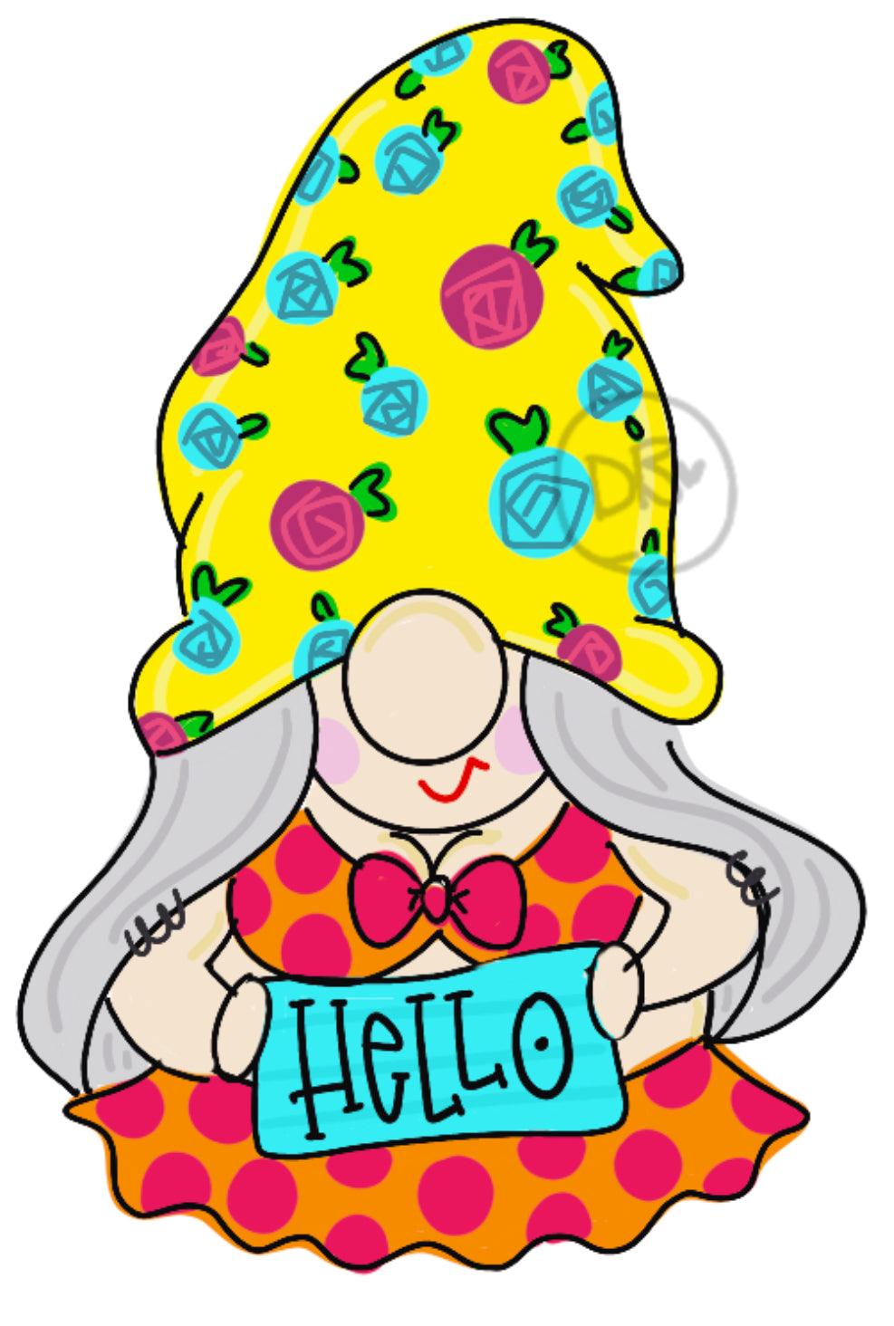 TEMPLATE: Girl Gnome in Swimsuit Door Hanger Download Template - Printable Template - DoorBadges