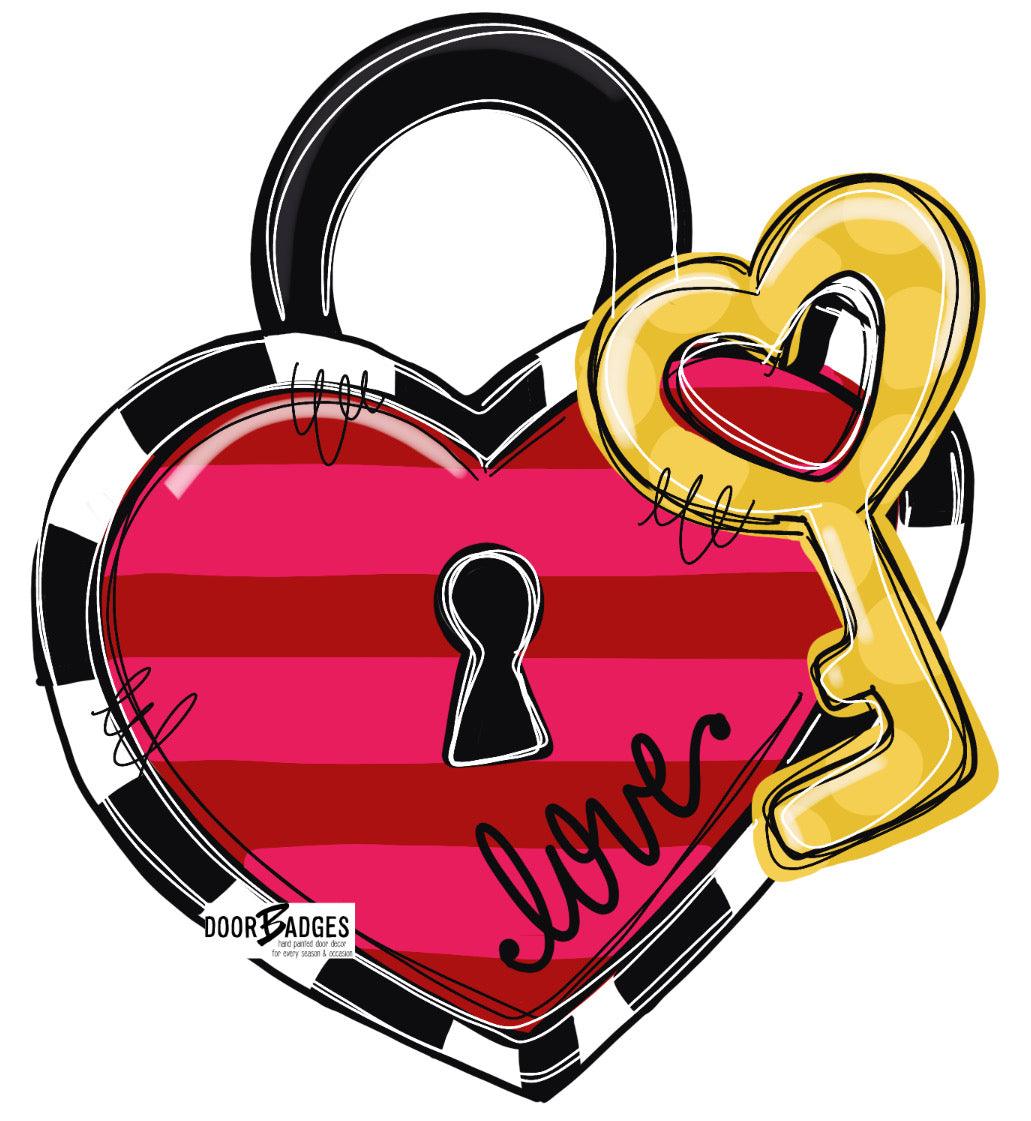 DIGITAL TEMPLATE: Valentine Lock and Key Door Hanger Download Template - Printable Template - DoorBadges